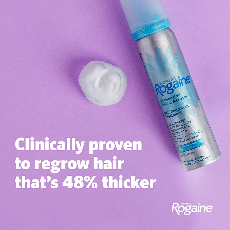 Women's Rogaine Hair Growth Foam, 5% Topical Minoxidil, 4 Mo, 2x 2.11 Oz