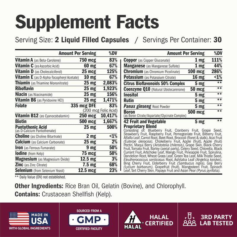 Vimerson Health Multivitamin for Women: Vitamins, Minerals and Bioavailable D3 for Focus and Energy Support – Daily Womens Multivitamins and Multiminerals – 60 Liquid Capsules Women's Liquid Capsules