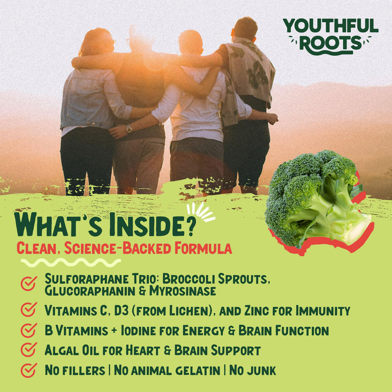 Sulforaphane Supplement Gummies | Broccoli Sprout Extract with 34.5mg Glucoraphanin, Antioxidant, Multivitamin A to K, Zinc | 90 Gummies with Strawberry Flavour | Immune & Mood Support