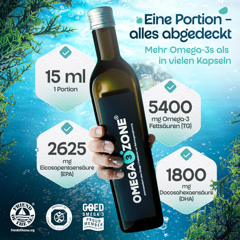 [Australia] - omega3zone Premium Omega-3 fish oil liquid - High dosage: 5400 mg per serving in triglyceride form - Laboratory tested, carefully cleaned, German production - 500 ml with lemon flavor Lemon 500ml 