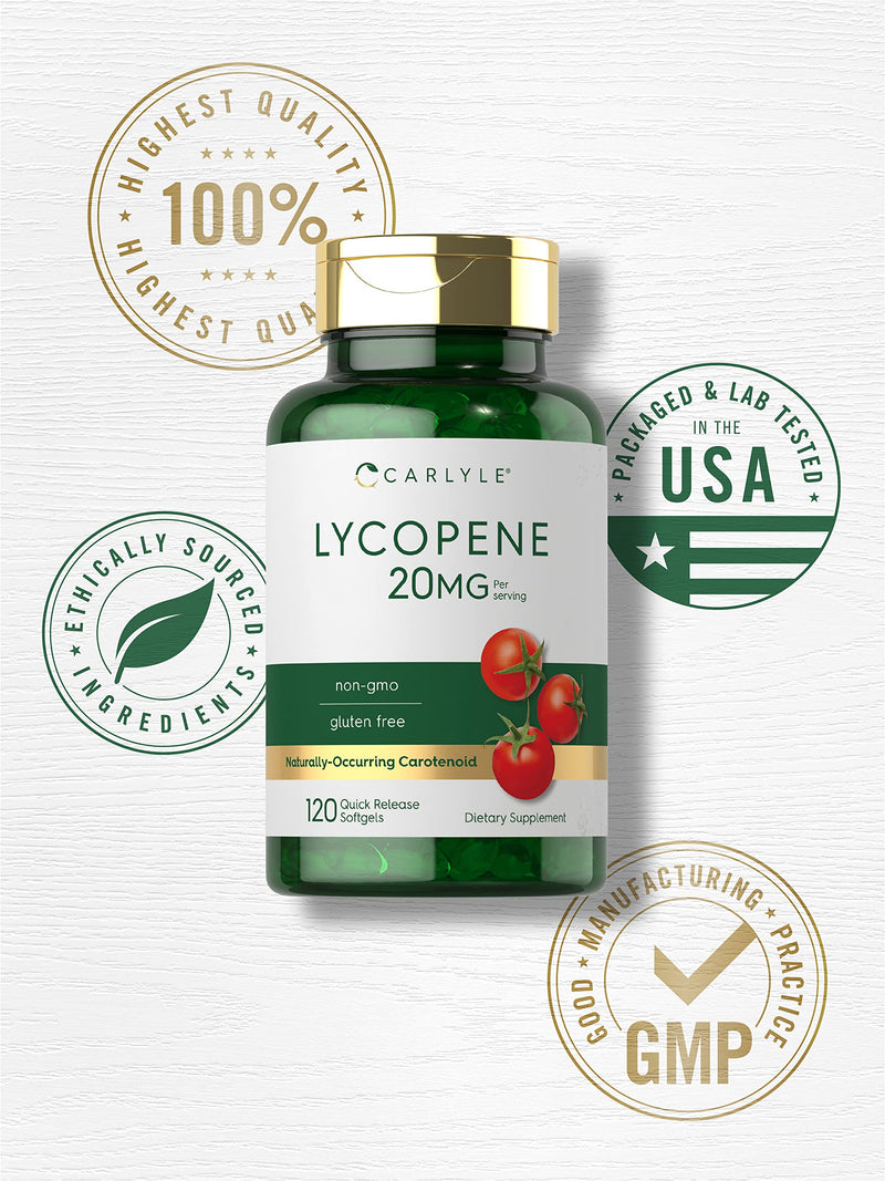 Carlyle Lycopene | 20mg | 120 Softgels | Non-GMO & Gluten Free Supplement