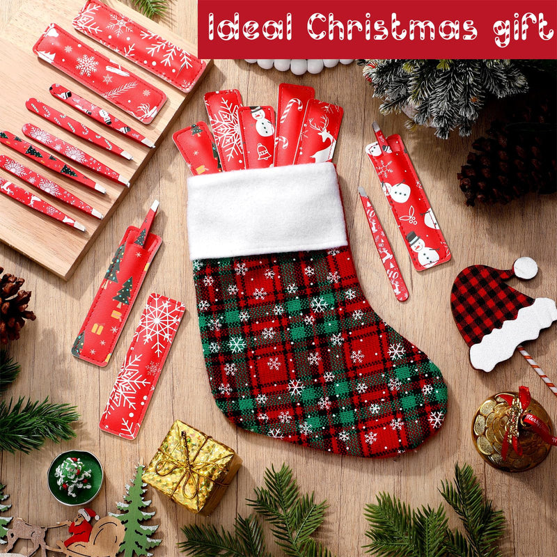 [Australia] - Lasnten 24 Sets Christmas Mini Tweezer Set Christmas Stocking Stuffers for Women Professional Tweezers in Case Mini Jewelry Tweezer Lighted Tweezers for Women Facial Hair for Xmas Party Gifts 