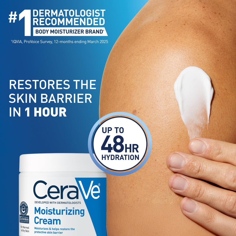 CeraVe Moisturizing Cream, Face Moisturizer & Body Cream, Skin care, 19oz | Hyaluronic Acid For Instant Hydration, Skin Barrier Repair, Ceramide Moisturizer, Fragrance Free, Non-Comedogenic, Daily Use 19 Ounce (Pack of 1)