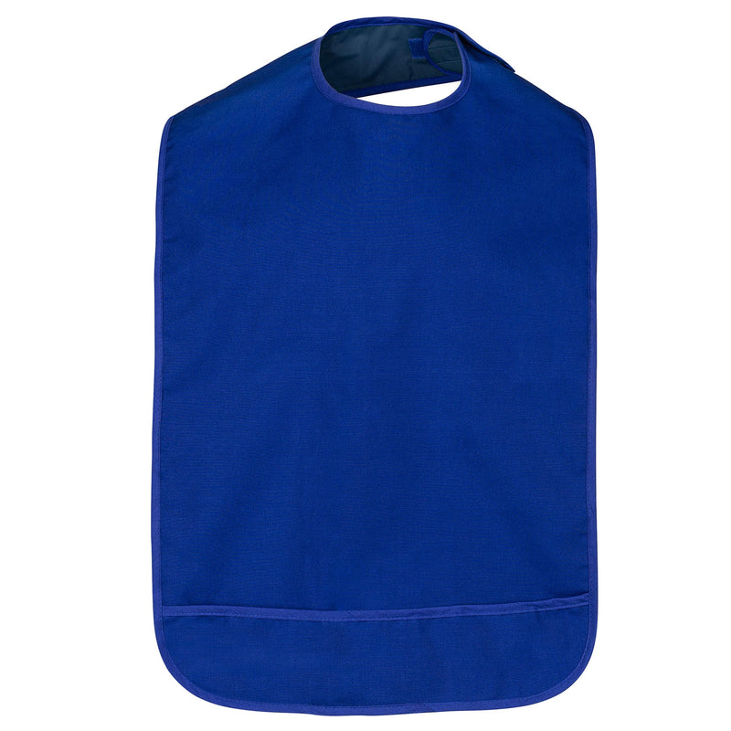 [Australia] - Adult Bib for Men, Women. Waterproof Inner Lining Prevents Stains. Convenient Machine Wash & Dry. NOW in Regular & Wide 1 Count (Pack of 1) Royal Blue 