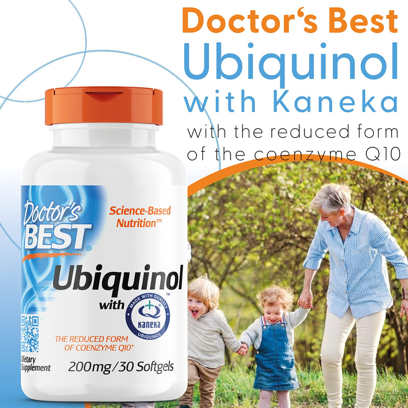 Doctor's Best, Ubiquinol, with Kaneka QH Ubiquinol, 200mg, 30 Capsules, Coenzyme Q10, Highly Dosed, SOYA Free, Gluten Free, Non-GMO
