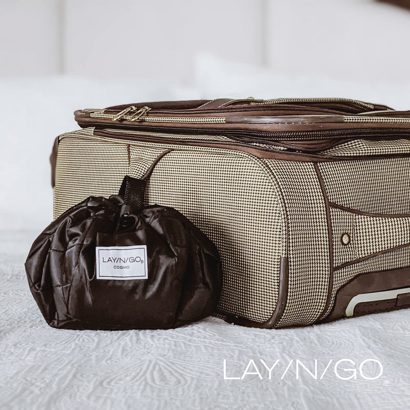 Lay-n-Go Cosmo Drawstring Cosmetic Pouch & Makeup Bag Organizer - Metallic Bundle - Toiletry Bag for Travel, Gifts, and Daily Use, 20 inch, Metallic Silver & Gold