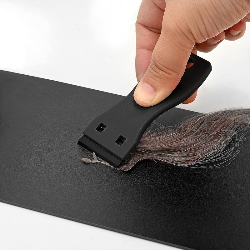 [Australia] - Hair Extensions Tape Remover Kit Tool with Tape Remover Board Razor Scraper Plastic Blades Car Window Sticker Label Glass Floor Kitchen Adhesive Tape Removal Tool Black 