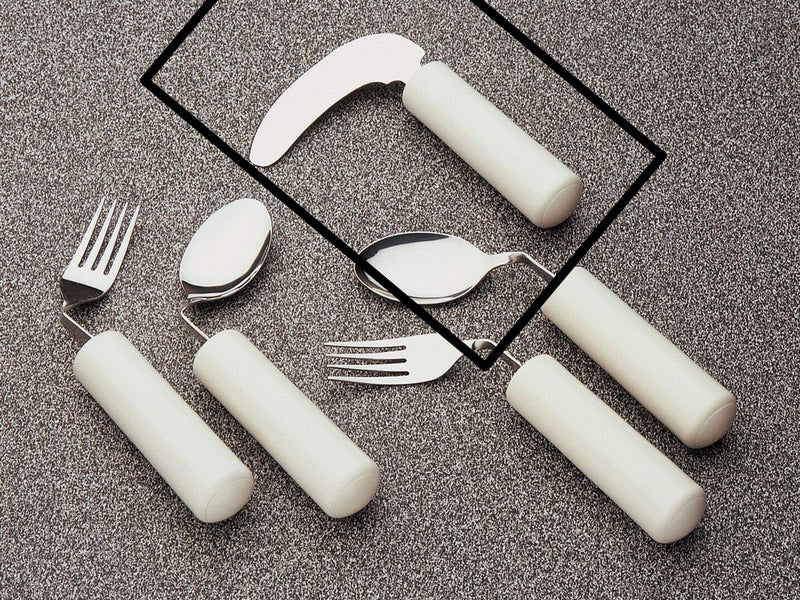 [Australia] - Homecraft Queens Angled Cutlery, Grip Knife with Rocker Knife Motion, Lightweight Ergonomic Adaptive Knife, Easy-to-Grip Handles for Limited or Weak Grasp, Grip Knife for Independent Eating Angled Knife 