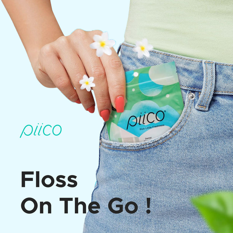 [Australia] - Piico Xylitol Floss Picks, 100 Count - Unbreakable, Shred-Resistant, Resealable, Unique Flavored Dental Flossers for Adults, Portable (Jasmine) Jasmine 