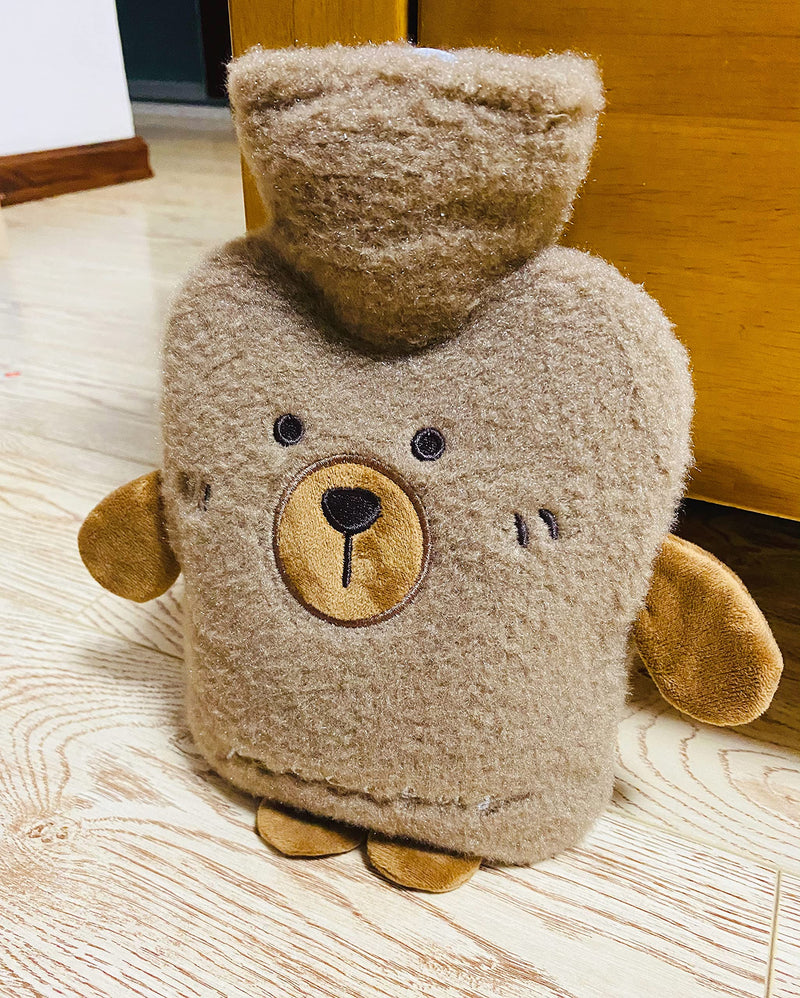 [Australia] - Hot water bottle with soft cover - large hot water bottle 1 liter fluffy - bed bottle for children and adults - hot water bottle with fluffy cover - gifts for women 1L 