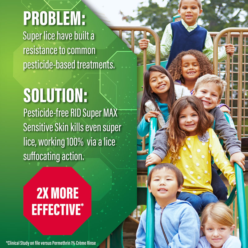 [Australia] - RID Super Max Sensitive Skin Lice Treatment, Kills Super Lice & Eggs, Safe for Sensitive Skin, Clinically Tested, Package Graphics May Vary 