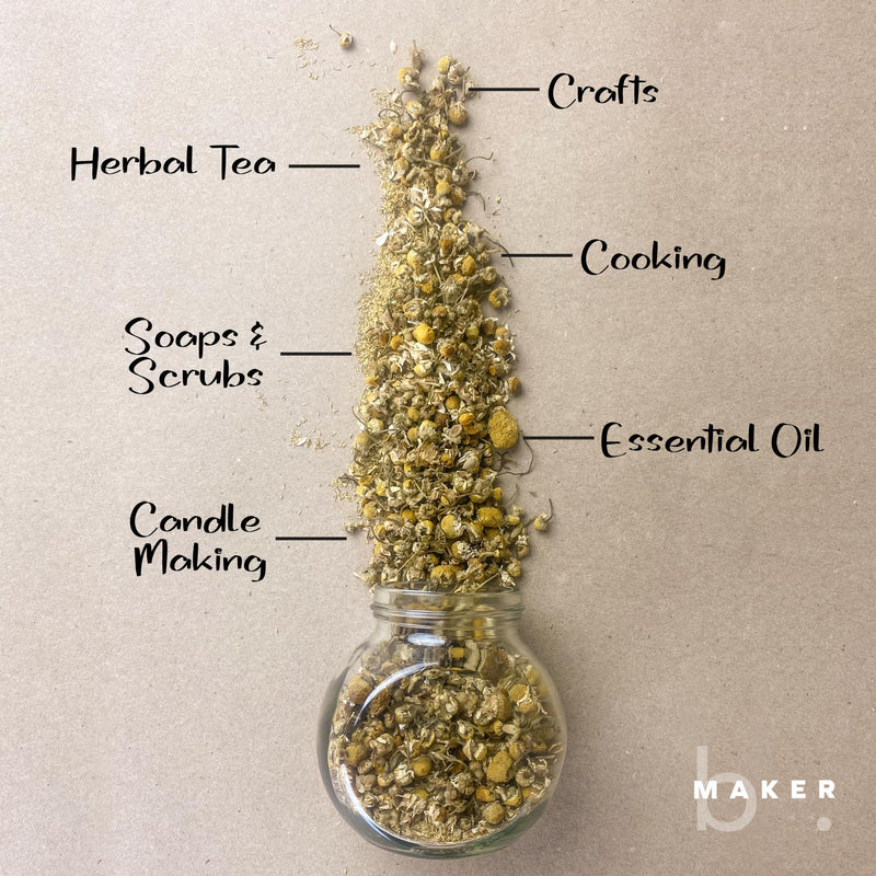 [Australia] - bMAKER Dried Chamomile Flowers (4oz) - Bulk Bag - Kosher Certified Chamomile for Relaxation, Dried Flowers for Soap Making, Lotion, Shampoo, Loose Leaf Chamomile Tea 