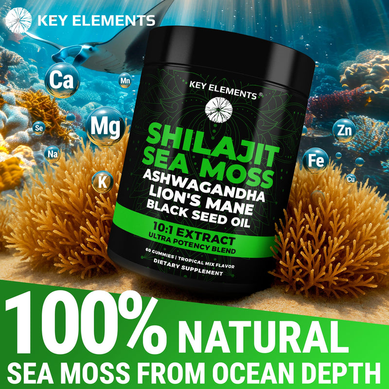 [Australia] - Organic Shilajit Gummies with Sea Moss Gummies - Shilajit Supplement for Immune Support - Pure Himalayan Shilajit and Ashwagandha with Sea Moss and Shilajit, Lion‚Äôs Mane Extract and Black Seed Oil 