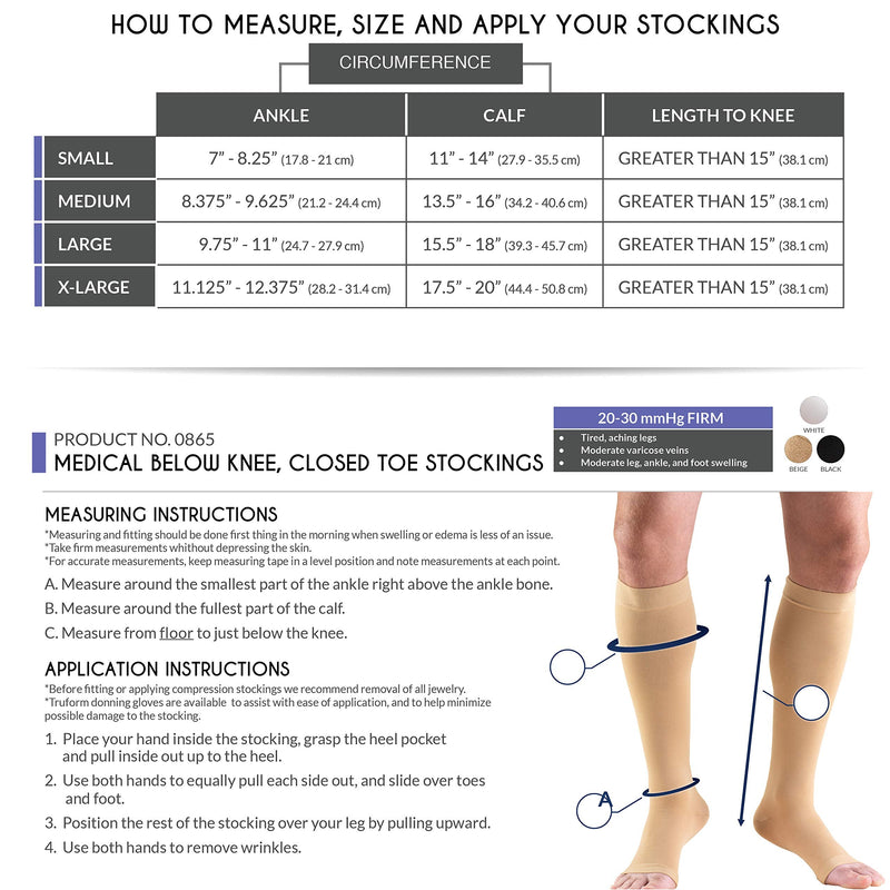 [Australia] - Truform Short Length 20-30 mmHg Compression Stocking for Men and Women, Reduced Length, Open Toe, Beige, Large Beige (Open Toe) Large (1 Pair) 