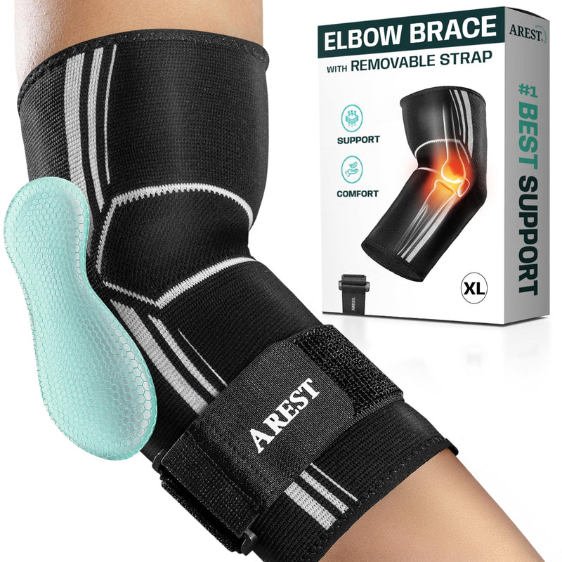 [Australia] - AREST elbow bandage with compression band - sporty elbow bandage - elbow bandages for men and women - elbow bandage for gym - elbow pads adjustable (XL) XL 