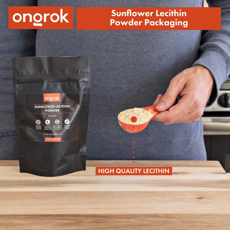 [Australia] - ONGROK All Natural Sunflower Lecithin Powder, Vegan, Non-GMO Lecithin Powder for Edibles, includes 15g Scoop, Magical Binding Agent (100g /3.52oz) 