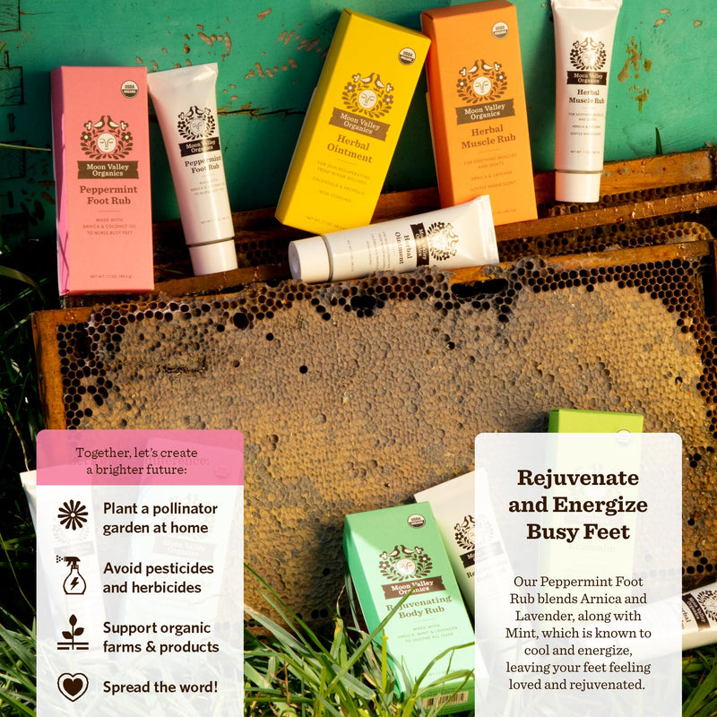 Moon Valley Organics Peppermint Foot Balm – Organic Cooling Foot Rub with Lavender, Arnica and Mint 1.7 Ounce