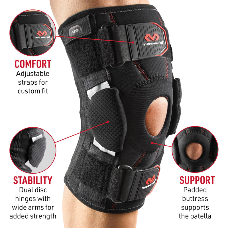 [Australia] - McDavid Hinged Knee Brace for Men & Women, Maximum Knee Support & Compression for Stability & Recovery, Ligament, Hyperextension Support LARGE 