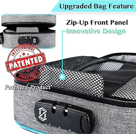 BALEINE Large Smell Proof Bag with Combination Lock, Stash Bag Odor Proof Pouch Organizer (Grey) Grey