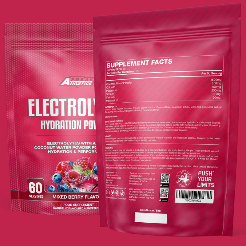 Freak Athletics Electrolytes Powder - 300g Flavoured Electrolytes Naturally Flavoured & Sweetened (300g, Berry)