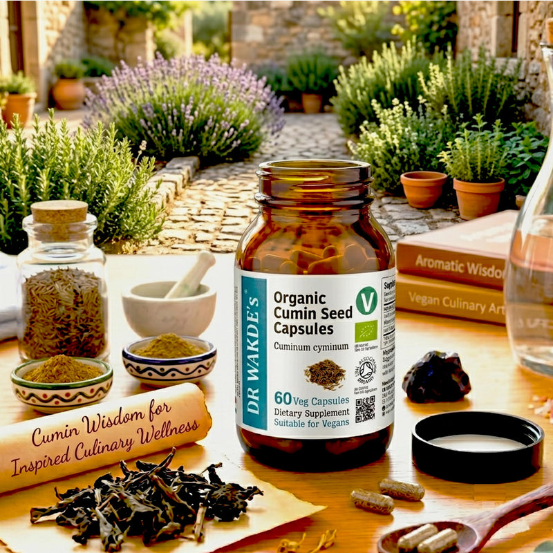 DR WAKDEs Organic Cumin Seed Capsules I 60 Veg Capsules I Herbal Supplement I Vegan Friendly I Ayurveda