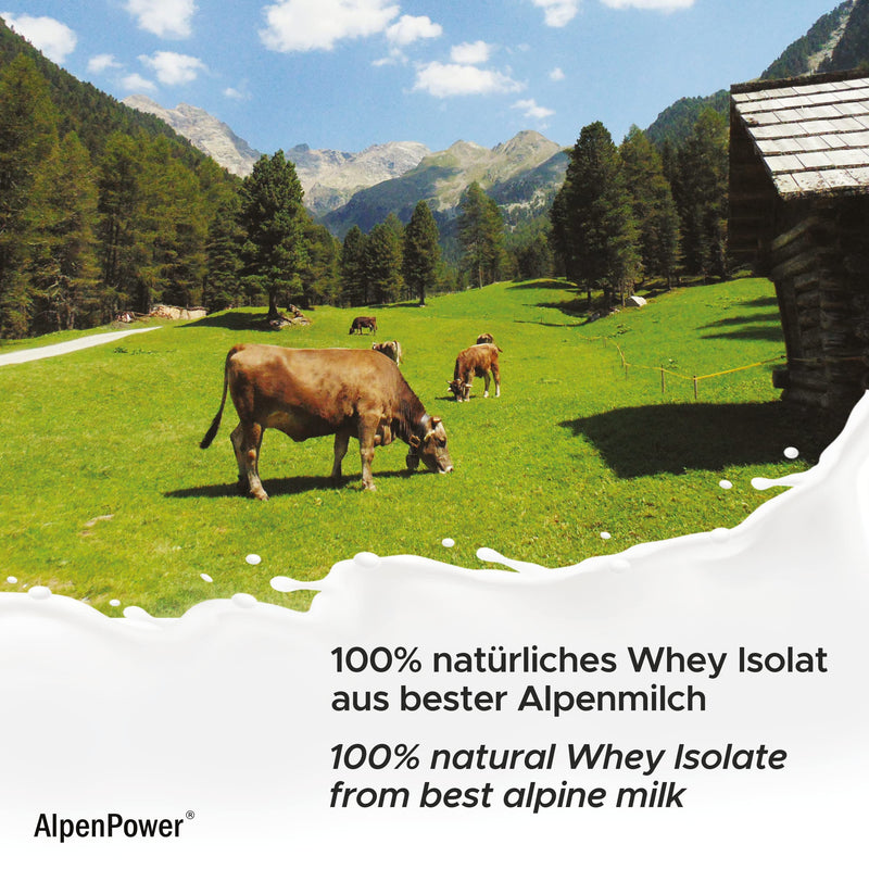 [Australia] - AlpenPower Whey Isolate Protein Powder Vanilla 1kg - 100% natural ingredients, no sweeteners - grass fed - High-quality protein powder made from the best Alpine milk 1 kg 
