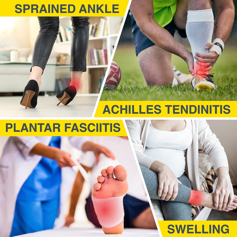 [Australia] - Bracoo FS60 Ankle Brace Pack of 2, Adjustable Ankle Bandage, Professional Ankle Brace for Plantar Fasciitis, Arthritis, ACL, Joint Pain, Heel Spurs, Black, S/M S/M 