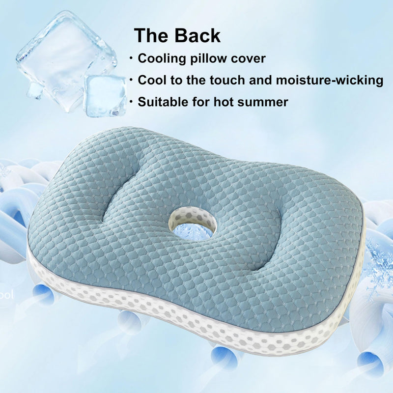 [Australia] - Ear Piercing Pillow for Side Sleeping,Cool Piercing Pillow for Side Sleepers,Flat Pillows For Sleeping,Ear Hole Pillow,Donut Pillow for Ear,Ear Pillows with Holes for Ear Pain,Earring Pillow 