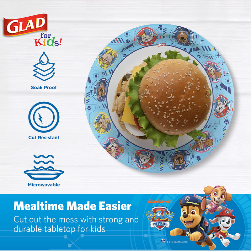 [Australia] - Glad for Kids Paw Patrol Paper Plates, 20 Count, 8.5 Inches | Disposable Paw Patrol Plates for Kids | Heavy Duty Disposable Soak Proof Microwavable Paper Plates for All Occasions Blue 8.5 Inch - 20 Count 