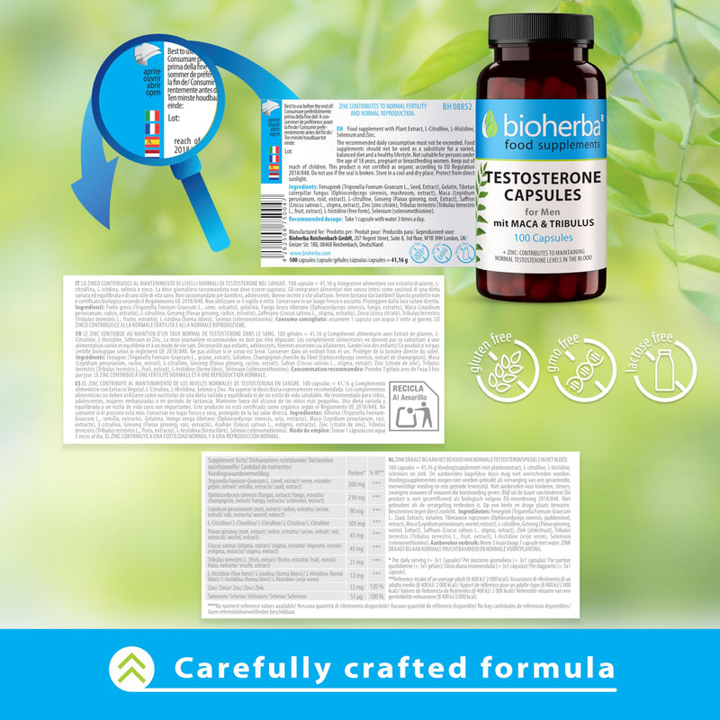 Men’s Vitality Complex – 200 Capsules by BIOHERBA | with Maca, Tribulus & Ginseng for Energy, Muscle Function & Hormonal Balance 200 pcs