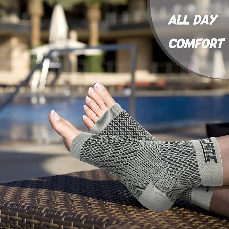 Compression Socks for Women & Men Open Toe (2 Pairs) - Best Ankle Compression Sleeve for Swelling, Achilles Tendonitis, Heel Pain & Plantar Fasciitis Relief, Gray, Medium 2pairs-Gray