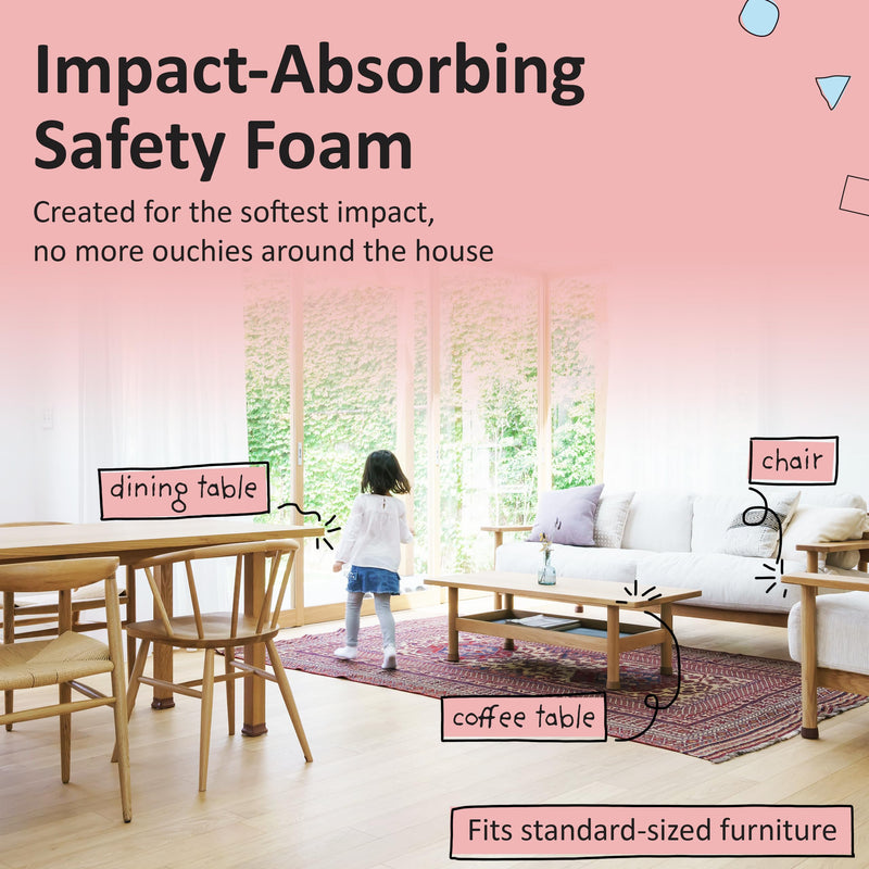 [Australia] - Baby Proofing Edge and Corner Guard Protector Set for Back to School, 20 Feet Edges & 8 Foam Corners, Furniture and Tables Child Baby Proof Bumpers, Pre-Taped Corner Cushions - Oyster White 20 Feet + 8 Corners 