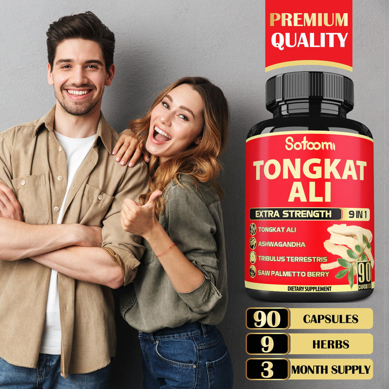 [Australia] - Satoomi 9in1 Tongkat Ali Root Extract - Ashwagandha, Tribulus Terrestris - 90 Capsules for 3 Months - Support Strength, Energy & Healthy Immune 90 Count (Pack of 1) 