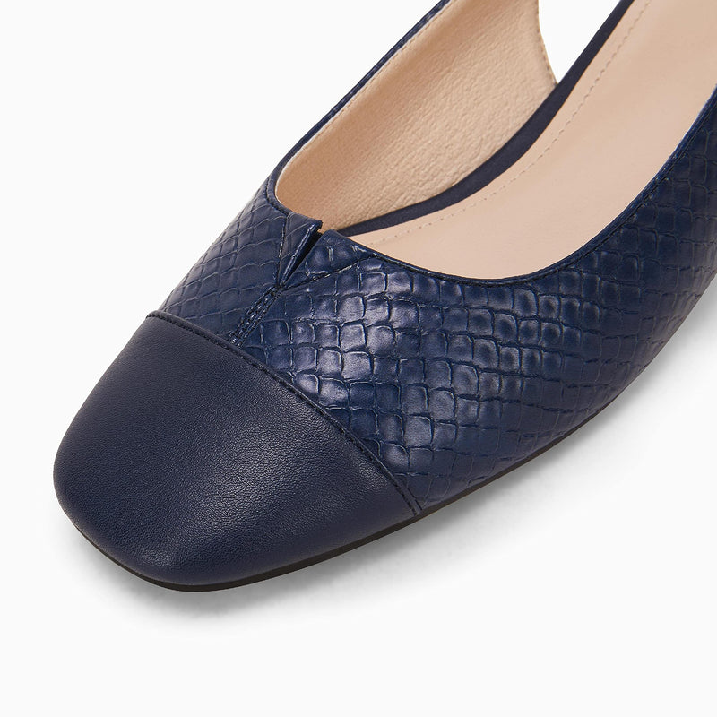 Rilista Women's Slingback Low Heels Closed Toe Chunky Block Heel Comfortable Office Dress Pumps Shoes 9 Navy