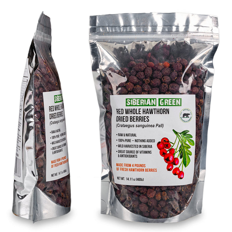 [Australia] - Siberian Green Whole Red Hawthorn Dried Berries 400g (14.11oz) Wild Harvested Crataegus Sanguinea from Altai 