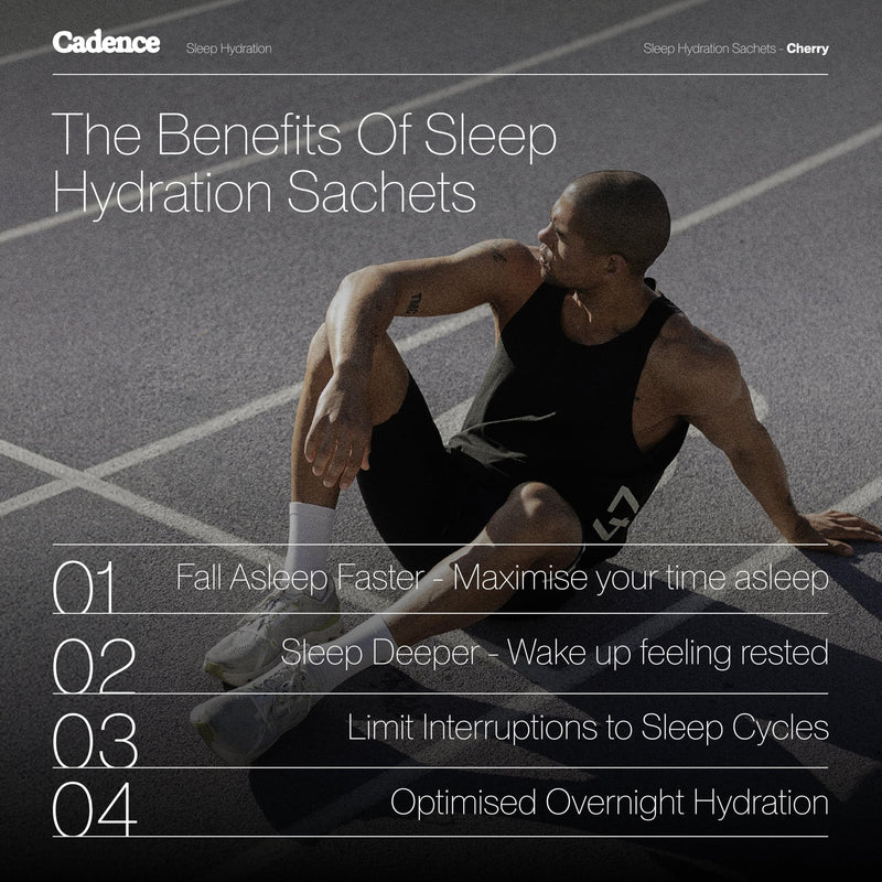 Cadence Sleep Electrolyte Hydration Sachets - Overnight Electrolyte Blend & 8 Natural Sleep Ingredients - Vegan, Keto - Nighttime Rehydration & Sleep Aid Formula - Cherry - 30 Sachets