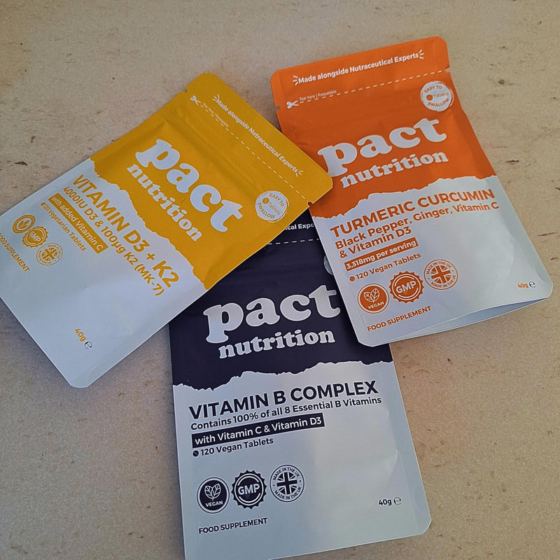 Immunity Bundle - Vitamin D3K2, Vitamin B Complex & Turmeric Complex - 120 Tablets per Pack - 2 to 4 Month Supply - Vegetarian Friendly