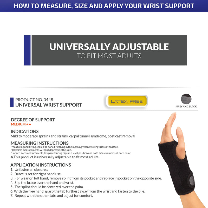 [Australia] - Champion Wrist Support, Universal Fit, Removable Splint, 2-Strap, Airmesh Fabric, Black, 