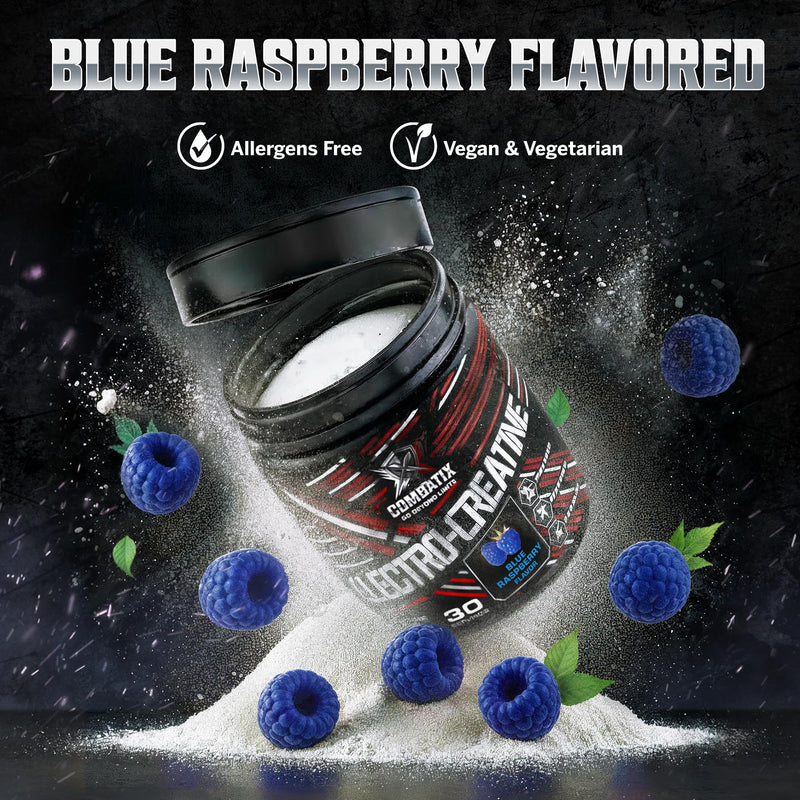 Premium Creatine Monohydrate + Electrolytes Powder 324g – Supplement for Performance Athletes – Hydration, Recovery & Endurance Support - Pre & Intra Workout (30 Servings,Blue Raspberry) Blue Raspberry 30 Servings