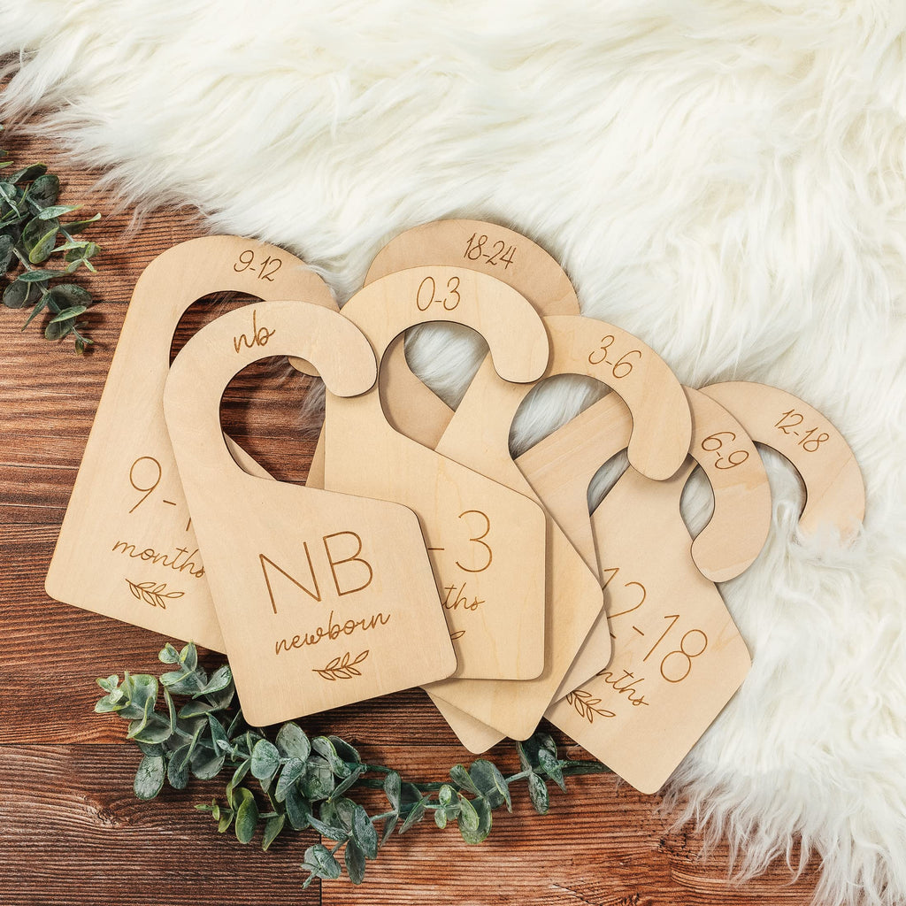 Beautiful Wooden Baby Closet Dividers - Double-Sided Organizer for Newborn to 24 Months Size Clothes - Adorable Nursery Decor Hanger Dividers Easily Organize Your Little Baby Girls or Boys Room