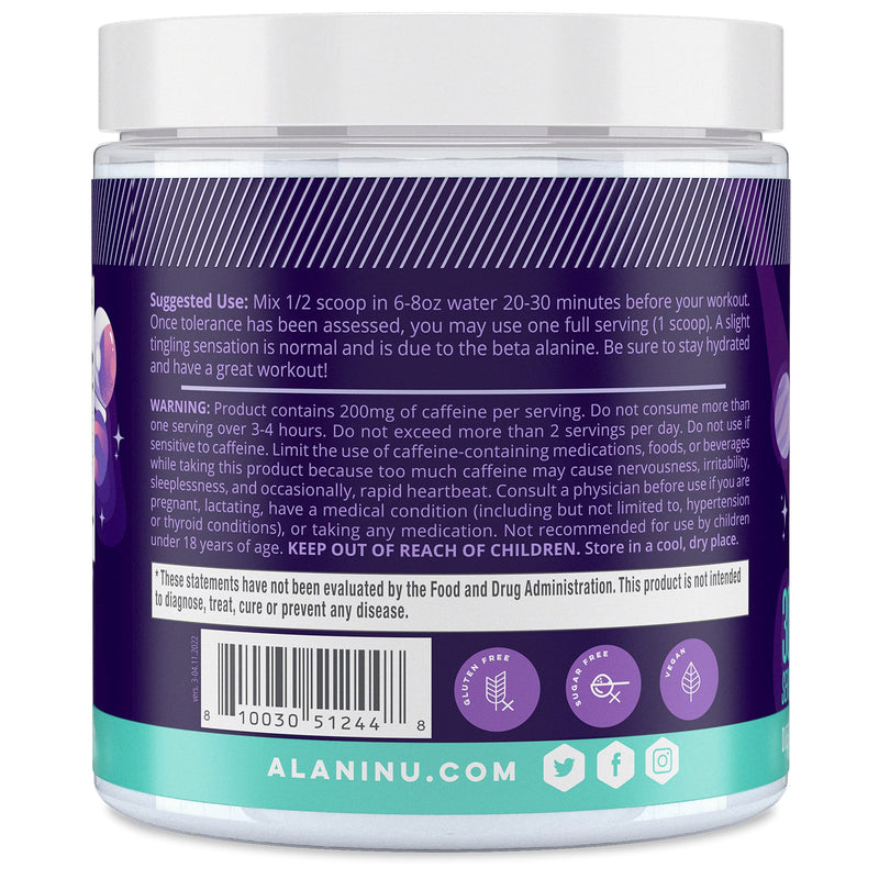 [Australia] - Alani Nu Pre Workout Powder Cosmic Stardust | Amino Energy Boost | Endurance Supplement | Sugar Free | 200mg Caffeine | L-Theanine, Beta-Alanine, Citrulline | 30 Servings 