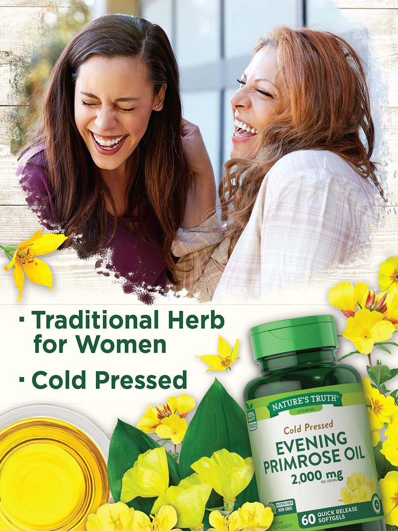 [Australia] - Evening Primrose Oil Capsules | 60 Softgels | Cold Pressed | Non-GMO, Gluten Free | By Nature's Truth 