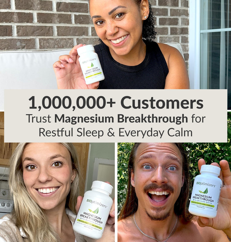 [Australia] - BIOptimizers Magnesium Breakthrough Complex Supplement with 7 Forms of Mg: Glycinate, Malate, Citrate, and More - Natural Support for Sleep and Cognitive Function - 60 Capsules- Calming Vitamins Unflavored 60 Count (Pack of 1) 