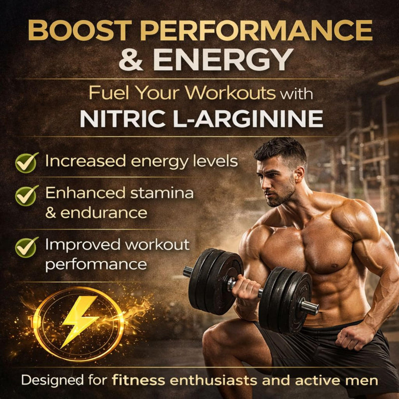 Nitric L-Arginine Nitric Oxide Booster | Natural Protein Source Supplement | Testosterone Supplements for Men | Supports Performance, Energy & Stamina, Vegan & Vegetarian Friendly, 30 UK Made Capsules