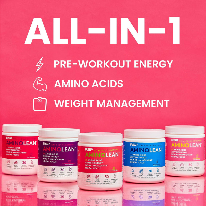 [Australia] - RSP NUTRITION AminoLean Pre Workout Powder, Amino Energy & Weight Management with Vegan BCAA Amino Acids, Natural Caffeine, Preworkout Boost for Men & Women, 30 Serv, Pink Lemonade… 30 Servings (Pack of 1) 