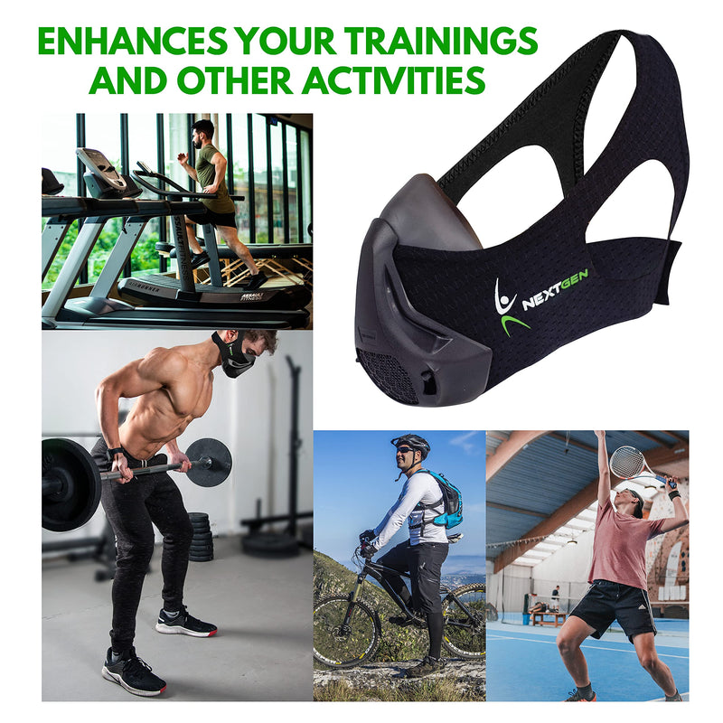 [Australia] - NEXTGEN Breathing Workout Mask - Enhance Stamina & Endurance | 24-Level Adjustable Airflow for Optimal Lung Performance | Elevate Cardio & Gym Training for Men & Women Black 
