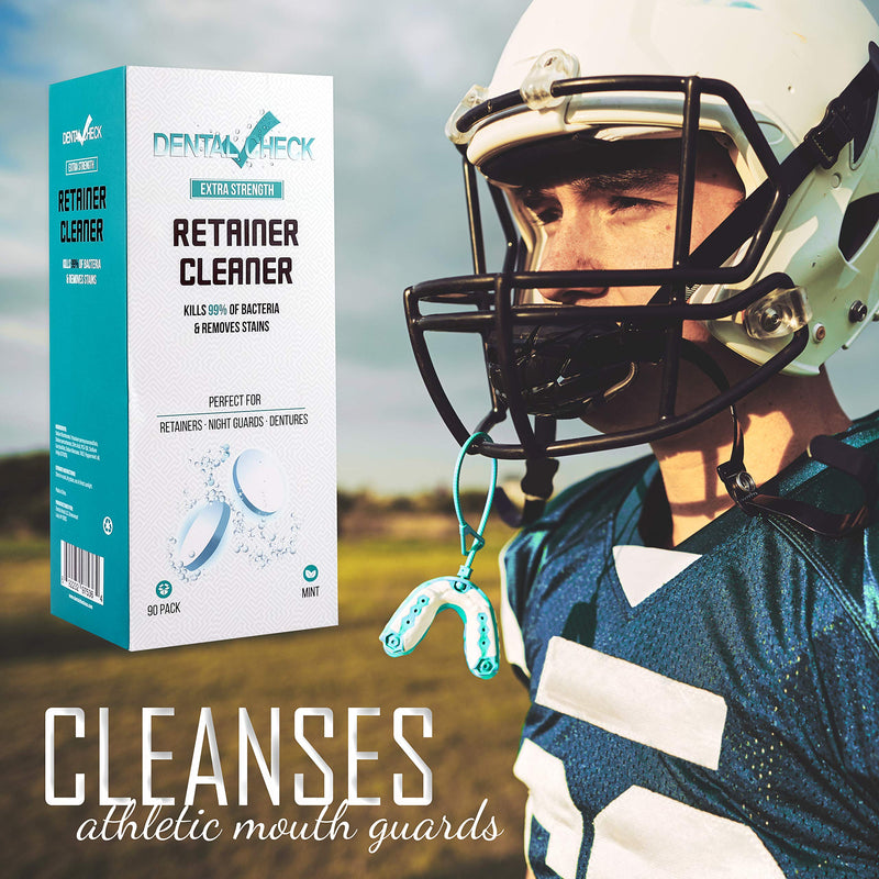 [Australia] - Retainer and Denture Cleaner 90 Tablets, 3 Month Supply Cleaning Tablets Denture Cleaners Remove Bad Odors, Plaque, Stains From Night Guards, Mouth Guards, Dental Appliance (90 Pack) 90 Count (Pack of 1) 