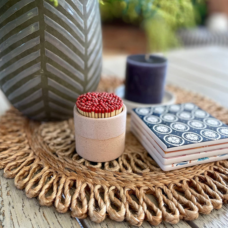 [Australia] - Match Holder with Striker | Cute Ceramic Match Jar - Perfect for Candles Matches or Bathroom Decor | Australian Designer | Lights All Matches | Extra 4 Striker Papers | Matches NOT INCL. 
