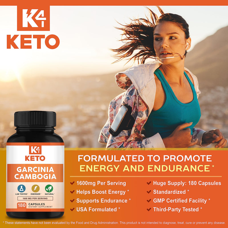 [Australia] - Garcinia Cambogia 1600 mg (180 Capsules) - Pure Natural Extract Supplement Pills - Standardized Garcinia Cambogia Alternative to Drops, Gummies, Liquid, Tea & Powder 
