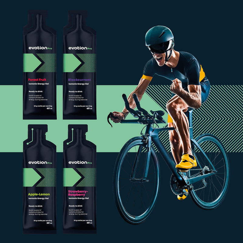 [Australia] - EVOTION PRO High Energy Gel 20 x 60ml - 80kcal 20g carbohydrates per pack - Mix Box - Maltodextrin Power Gel Sport - Liquid Powergel Energy Shot - Energy Running Running Marathon Nutrition Assortment 